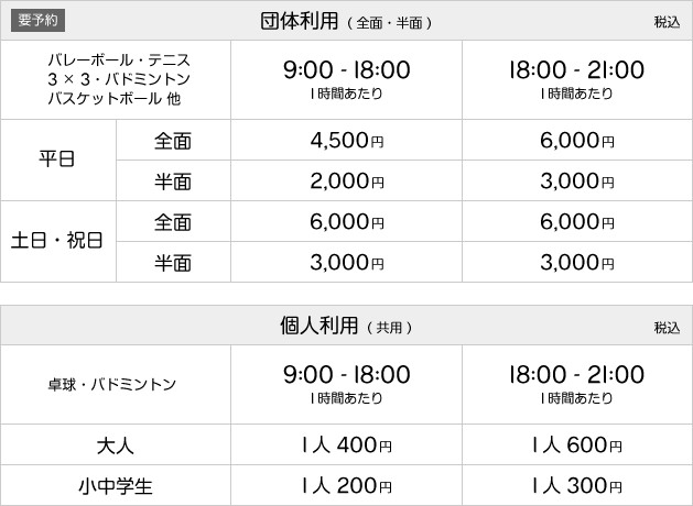 料金表